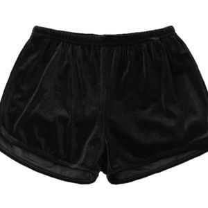 basic black velvet shorts